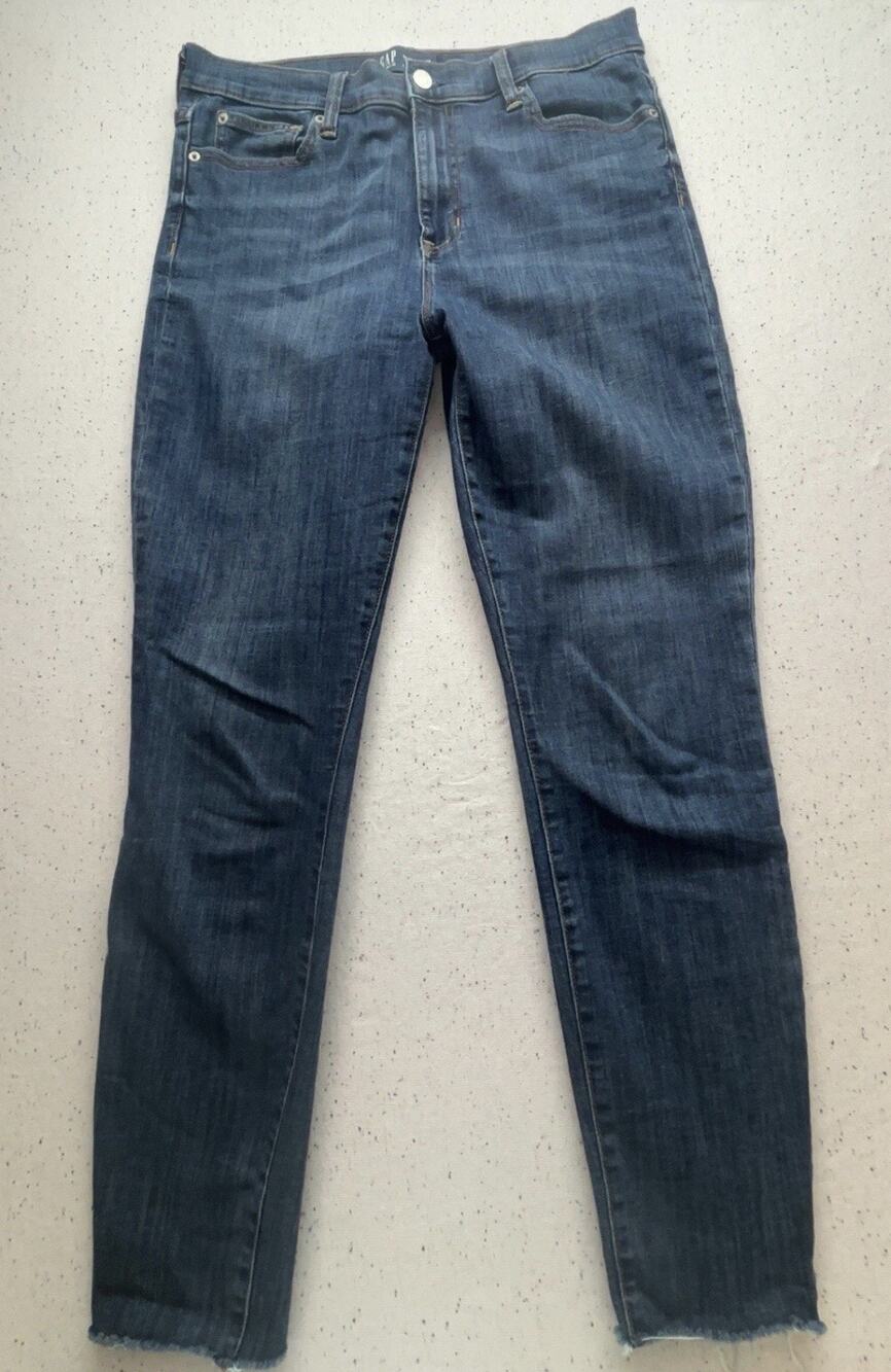 GAP Denim Legging Jeans Womens 10 / 30 Regular Blue Dark Wash Frayed Raw Hem